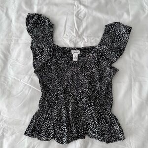 Black And White Printed Top